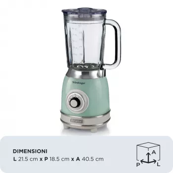 Ariete 583, blender vintage z szklanym dzbanem 1,5 litra, 4 ostrza ze stali nierdzewnej, 4 prędkości + pulsacyjna, 1000 W, zielony