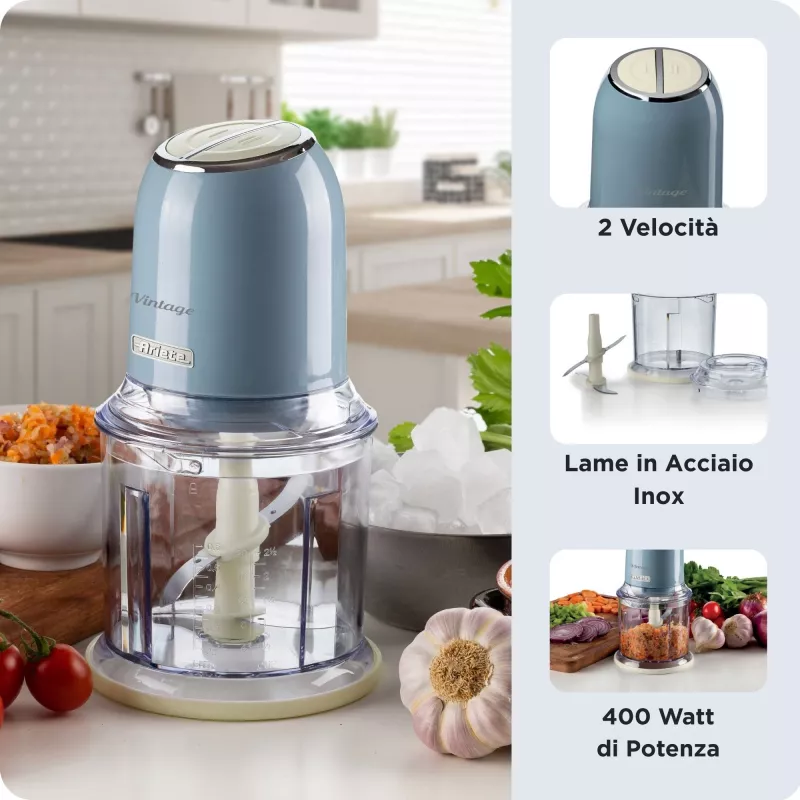 Ariete 438 Vintage rozdrabniacz 0438BL, 0,6 l, 400 W, niebieski