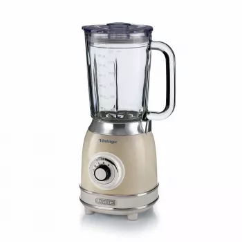 Ariete 583, Blender Vintage z szklanym dzbankiem 1,5 litra, 4 ostrza ze stali nierdzewnej, 4 prędkości + Pulse, 1000 W, Beżowy