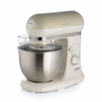 Ariete 1588 Vintage Mixer, Planetary Mixer do chleba, pizzy, ciast i wypieków, pojemność 5,5 l, 7 prędkości, 2400 W, pastelowy beż
