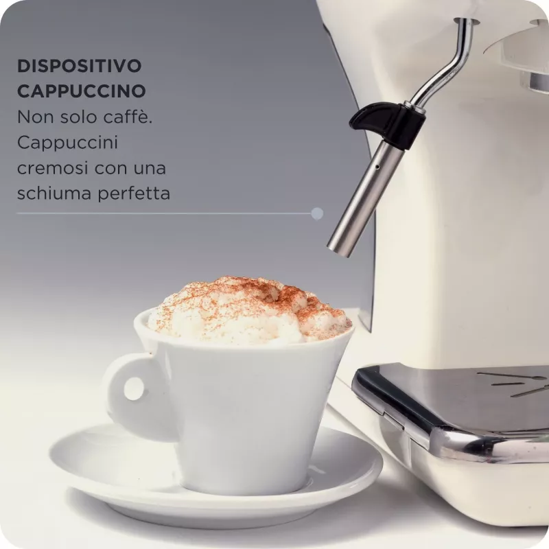 Ekspres do kawy Ariete 1389 Vintage - Ekspres do kawy espresso do kawy mielonej lub kapsułek ESE, w kolorze pastelowego beżu