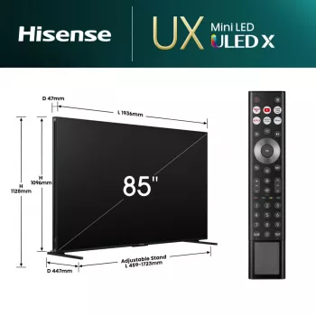 Hisense 85UXNQ 2.16 m (85 cali) 4K Ultra HD Smart TV Wi-Fi Czarny, Szary 700 cd/m²