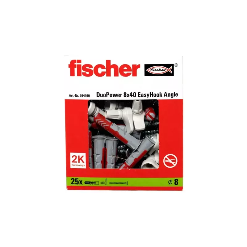 Zestaw haków śrubowych i kołków Fischer 564169 25 szt. Plastik 8 mm