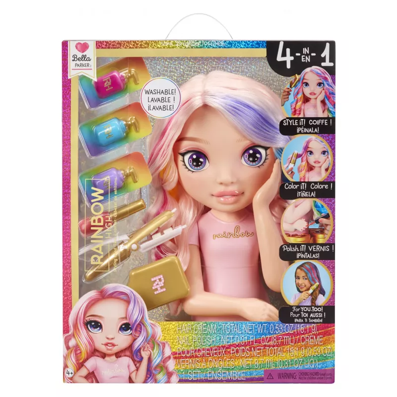 Rainbow High Styling Head Playset, główka do makijażu/stylizacji, Płeć lalki: damska, 4 lat(a), Chłopiec/Dziewczynka, Wielokolorowy