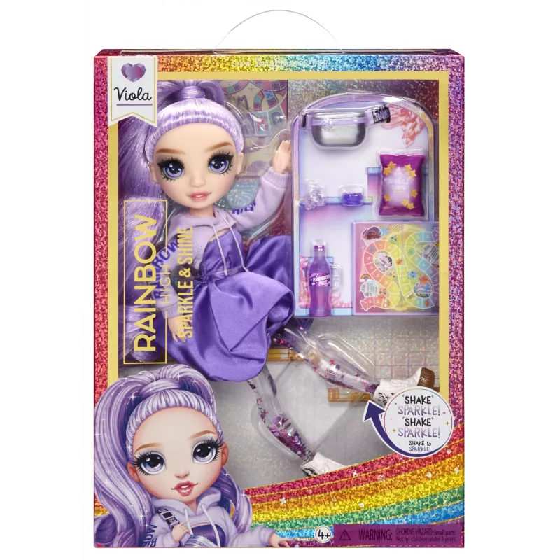Rainbow High Sparkle & Shine Fashion Dolls- Viola (purpurowa), Lalka modowa, Kobieta, 4 lat(a), Chłopiec/Dziewczynka, 280 mm, Wielokolorowy