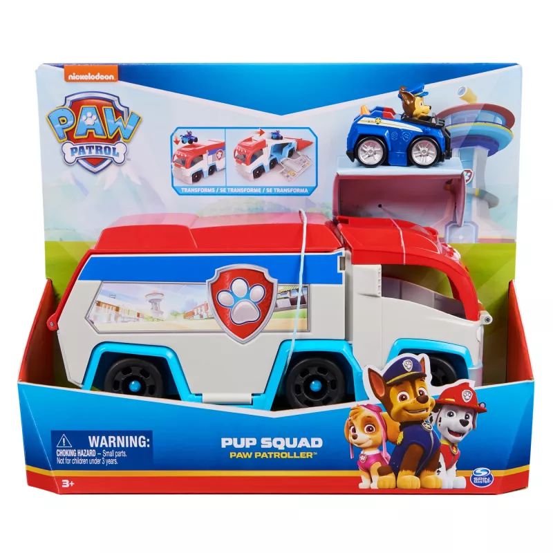 Zestaw pojazdów zabawkowych Spin Master PAW Patrol Pup Squad Patroller Team Vehicle z kolekcjonerskim samochodzikiem Chase, od 3 lat, plastik, wielokolorowy
