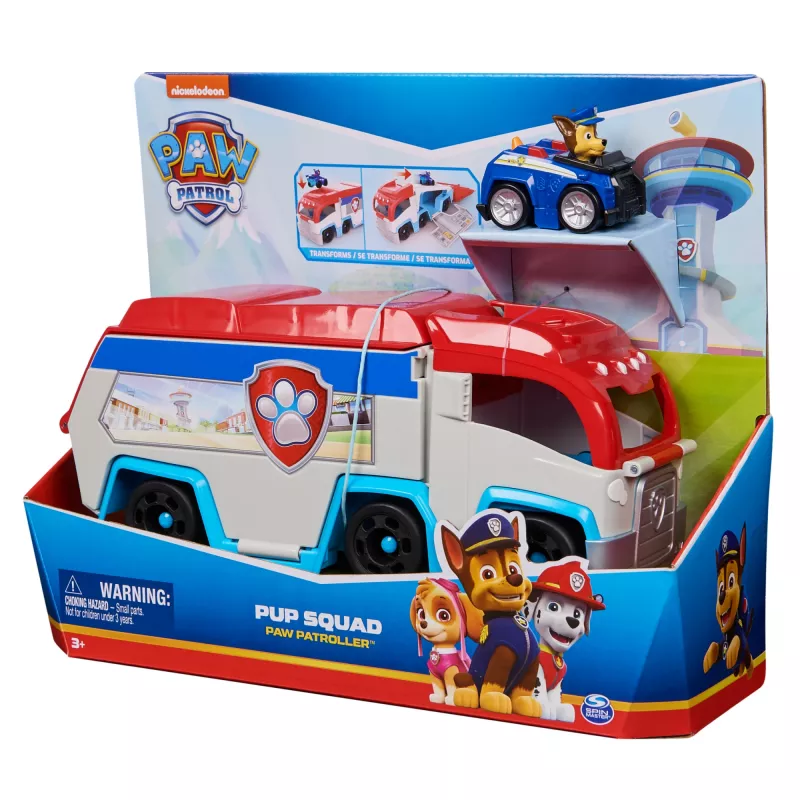 Zestaw pojazdów zabawkowych Spin Master PAW Patrol Pup Squad Patroller Team Vehicle z kolekcjonerskim samochodzikiem Chase, od 3 lat, plastik, wielokolorowy