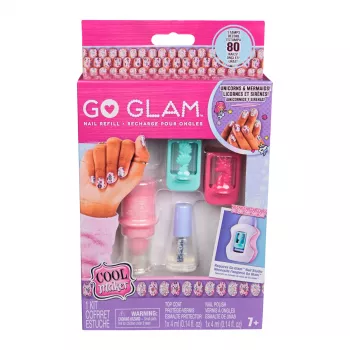 Cool Maker, GO GLAM Nail Kit Refill, wzory jednorożca i syren, stylizacja 80 paznokci (opakowanie może się różnić), zabawki artystyczne i rzemieślnicze dla dzieci od 7 lat