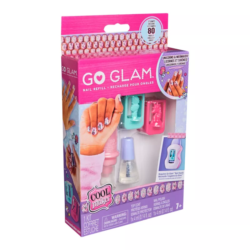 Cool Maker, GO GLAM Nail Kit Refill, wzory jednorożca i syren, stylizacja 80 paznokci (opakowanie może się różnić), zabawki artystyczne i rzemieślnicze dla dzieci od 7 lat