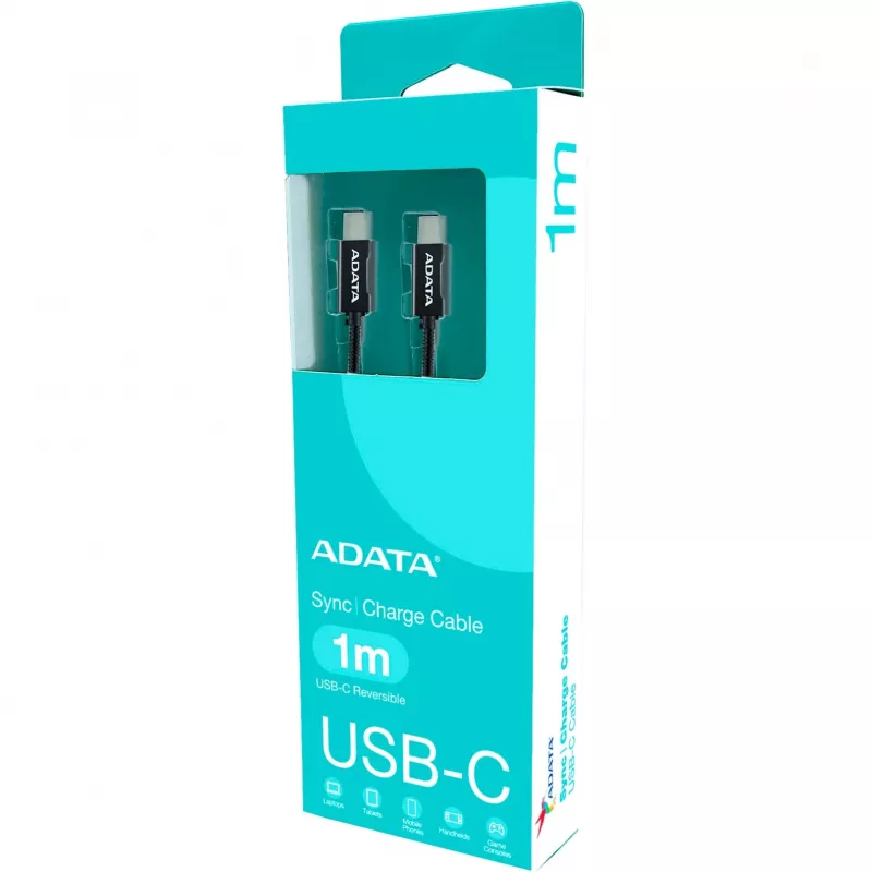 Kabel USB-C na USB-C ADATA CACC-100PN-BK, USB 2.0, 1 m, czarny