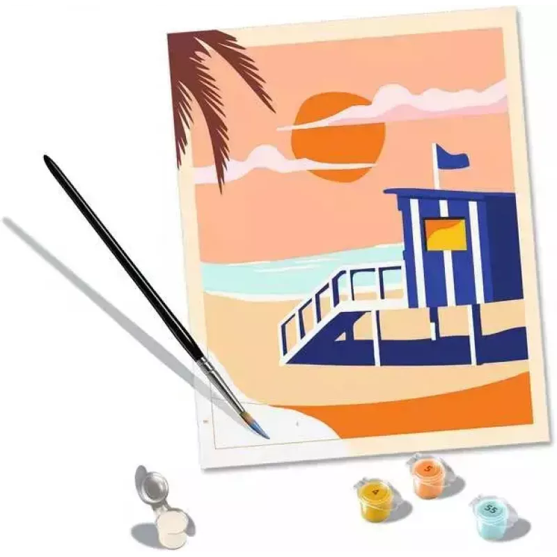 Zestaw do malowania Ravensburger CreArt Plaża - Domek, model 23896, zawiera płótno i farby