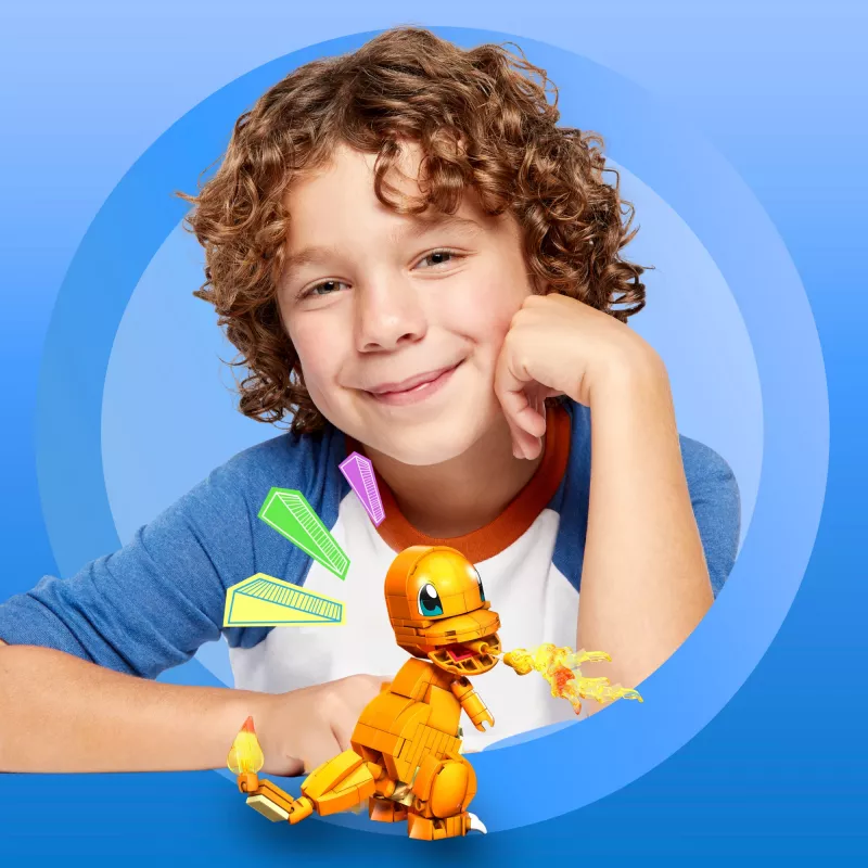 MEGA Pokémon Build & Show Charmander zestaw konstrukcyjny, wysokość 4 cale,