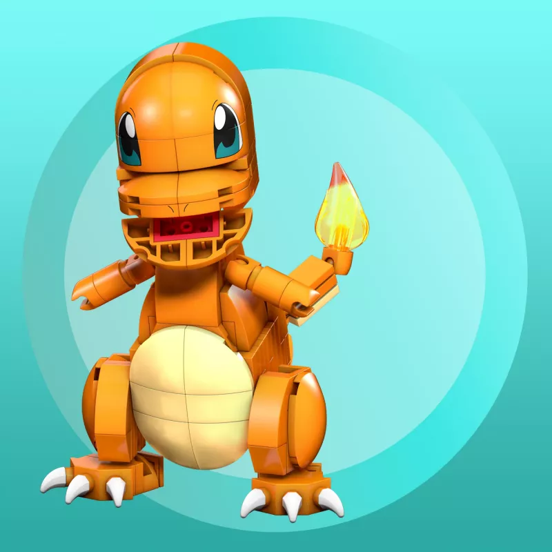 MEGA Pokémon Build & Show Charmander zestaw konstrukcyjny, wysokość 4 cale,