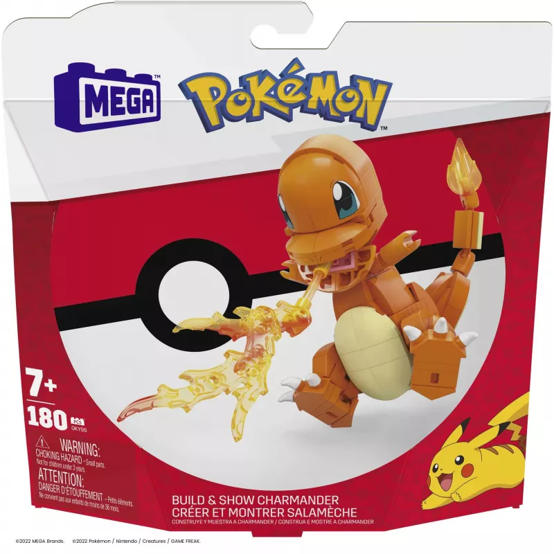 MEGA Pokémon Build & Show Charmander zestaw konstrukcyjny, wysokość 4 cale,