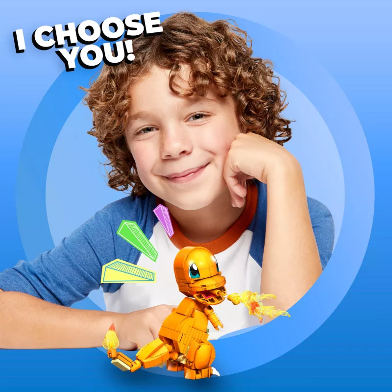 MEGA Pokémon Build & Show Charmander zestaw konstrukcyjny, wysokość 4 cale,