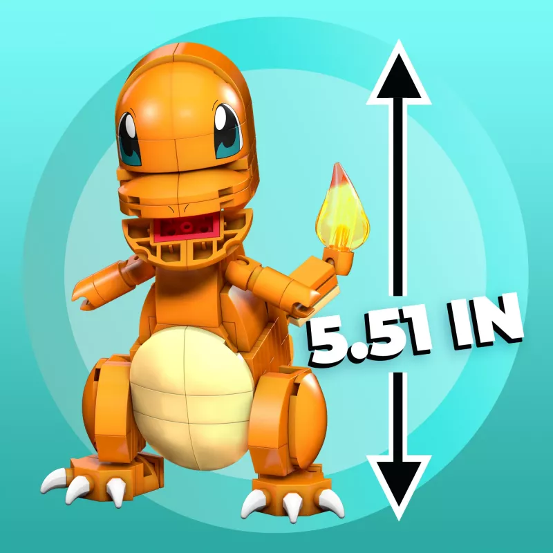 MEGA Pokémon Build & Show Charmander zestaw konstrukcyjny, wysokość 4 cale,