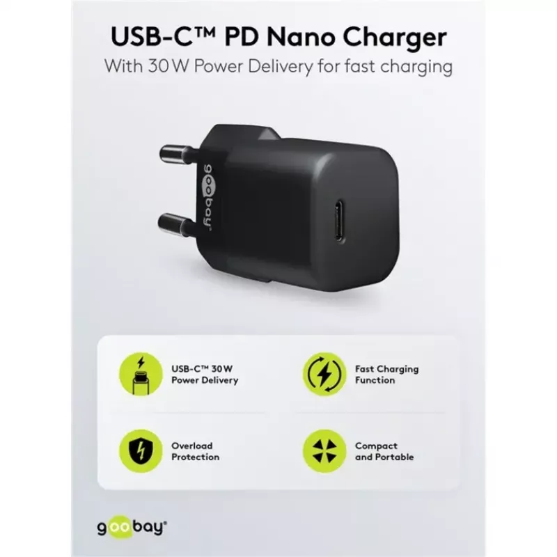 GOOBAY Charger 64574 30W USB‑C PD na Apple Lightning 1 m, czarny