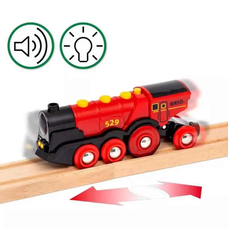 Ravensburger BRIO World Czerwona Lokomotywa Lola Zestaw Kolejki Farma – drewniany zestaw do zabawy kolejką