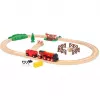 Ravensburger BRIO World Czerwona Lokomotywa Lola Zestaw Kolejki Farma – drewniany zestaw do zabawy kolejką