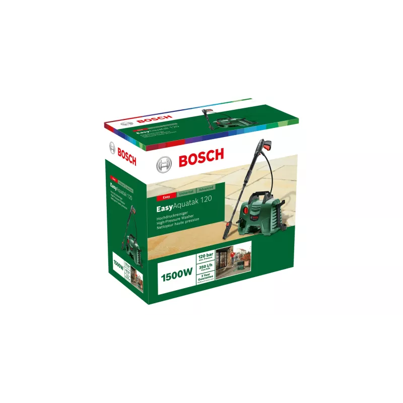 Myjka ciśnieniowa Bosch EasyAquatak 120, kompaktowa, elektryczna, 348 l/h, 1500 W, czarno-zielona