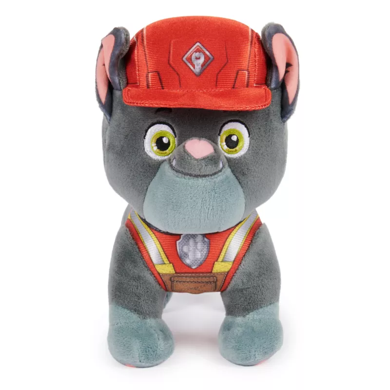 Rubble & Crew, pluszowe zabawki premium, 7-calowa pluszowa zabawka Charger w stroju budowlanym, zabawki dla chłopców i dziewczynek od 3 lat