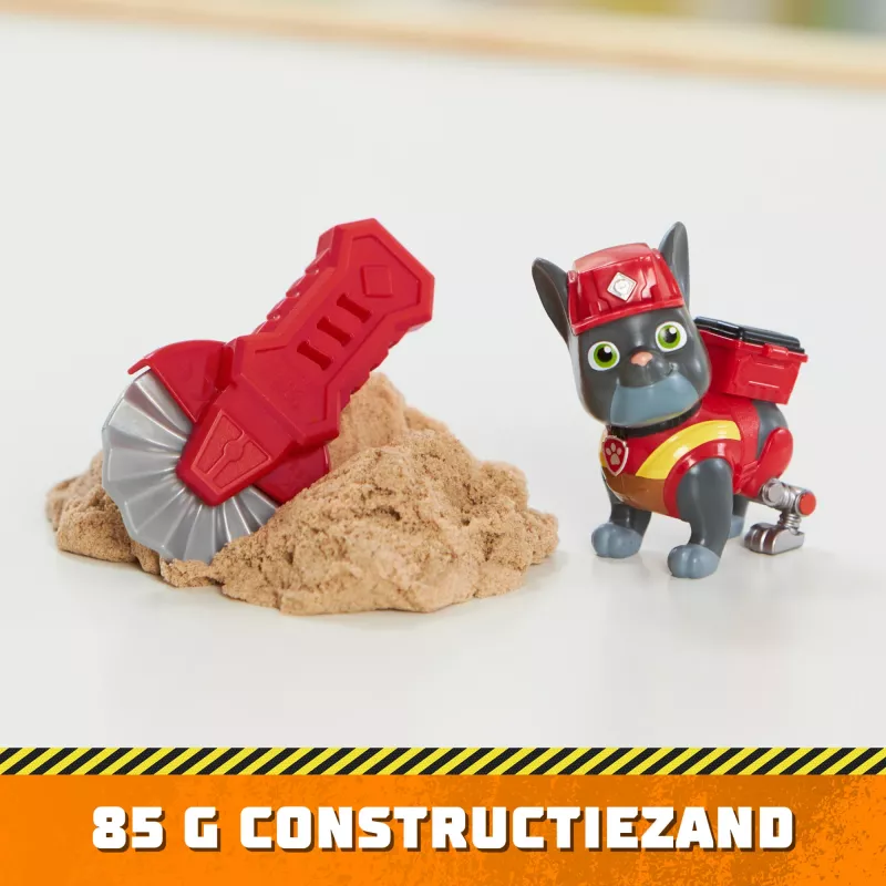Rubble & Crew, Figurki akcji Charger i Wheeler, z piaskiem Kinetic Build-It i 2 narzędziami budowlanymi, zabawki PAW Patrol dla chłopców i dziewczynek od 3 lat