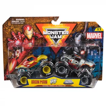 Monster Jam , Marvel Oficjalny Iron Man Vs. War Machine Die-Cast Monster Trucks, skala 1:64, zabawki dla dzieci dla chłopców i dziewczynek od 3 lat