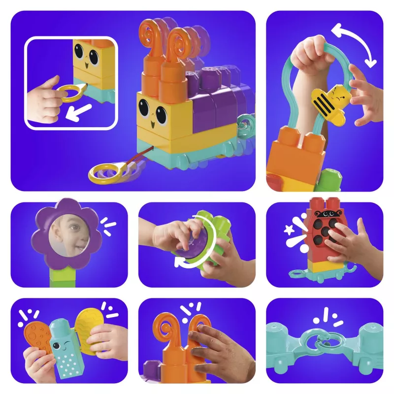 Zestaw konstrukcyjny MEGA BLOKS Move 'n Groove Caterpillar od MATTEL — 30 elementów, plastik, wielokolorowy, wiek 1+