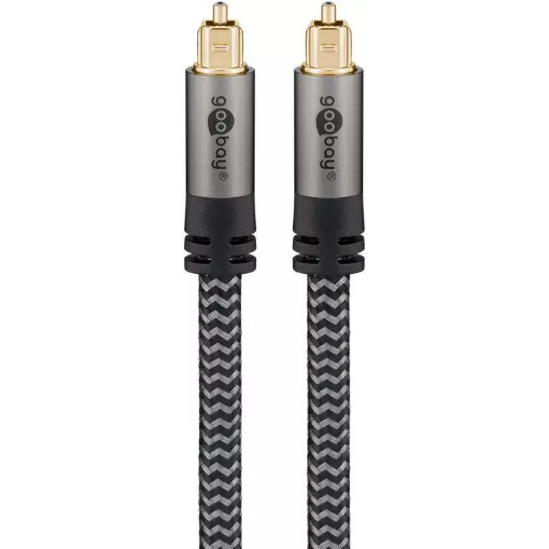 Cyfrowy optyczny kabel audio WENTRONIC Goobay 65305 TOSLINK na TOSLINK 2 m, miedź, pozłacane styki, czarny/srebrny