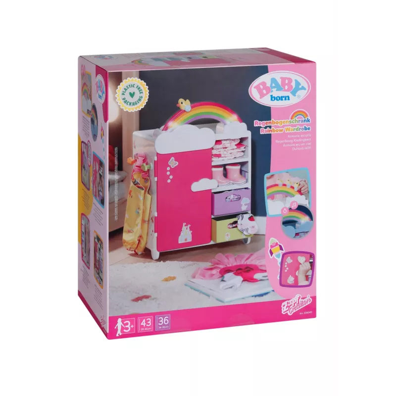 Szafa dla lalek zapf creation BABY born Rainbow Wardrobe — dla lalek, efekty świetlne, wymaga 3 baterii AAA, zalecany wiek 3+