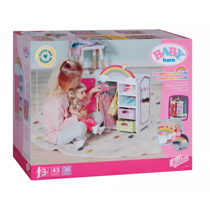 Szafa dla lalek zapf creation BABY born Rainbow Wardrobe — dla lalek, efekty świetlne, wymaga 3 baterii AAA, zalecany wiek 3+