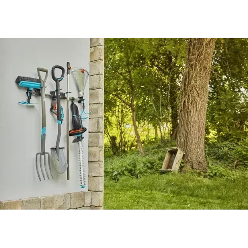 Gardena 3509-20 wieszak na narzędzia ogrodnicze, montowany na ścianie, tworzywo sztuczne, guma, stal