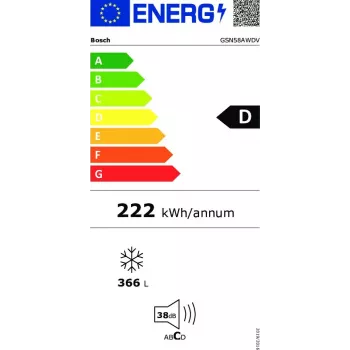 Bosch Serie 6 GSN58AWDV zamrażarka Zamrażarka pionowa Wolnostojąca 366 L Biały