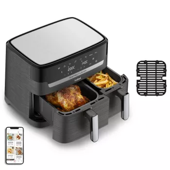 Tefal Dual Easy Fry & Grill EY905B Podwójna wolnostojąca frytkownica beztłuszczowa 8,3 l 2700 W szara