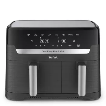 Tefal Dual Easy Fry & Grill EY905B Podwójna wolnostojąca frytkownica beztłuszczowa 8,3 l 2700 W szara