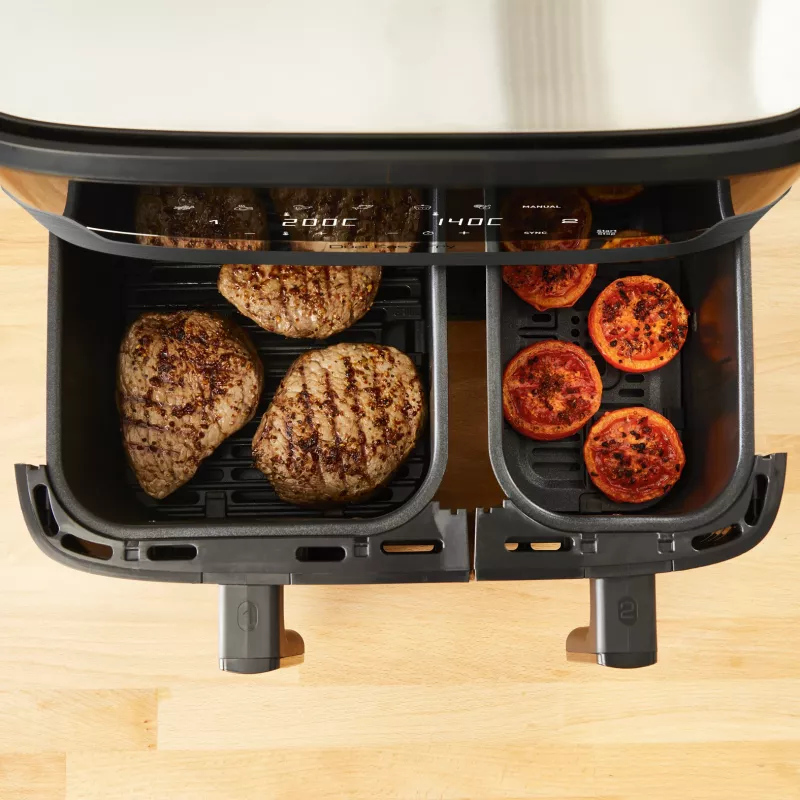 Tefal Dual Easy Fry & Grill EY905B Podwójna wolnostojąca frytkownica beztłuszczowa 8,3 l 2700 W szara