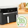 Tefal Dual Easy Fry & Grill EY905B Podwójna wolnostojąca frytkownica beztłuszczowa 8,3 l 2700 W szara