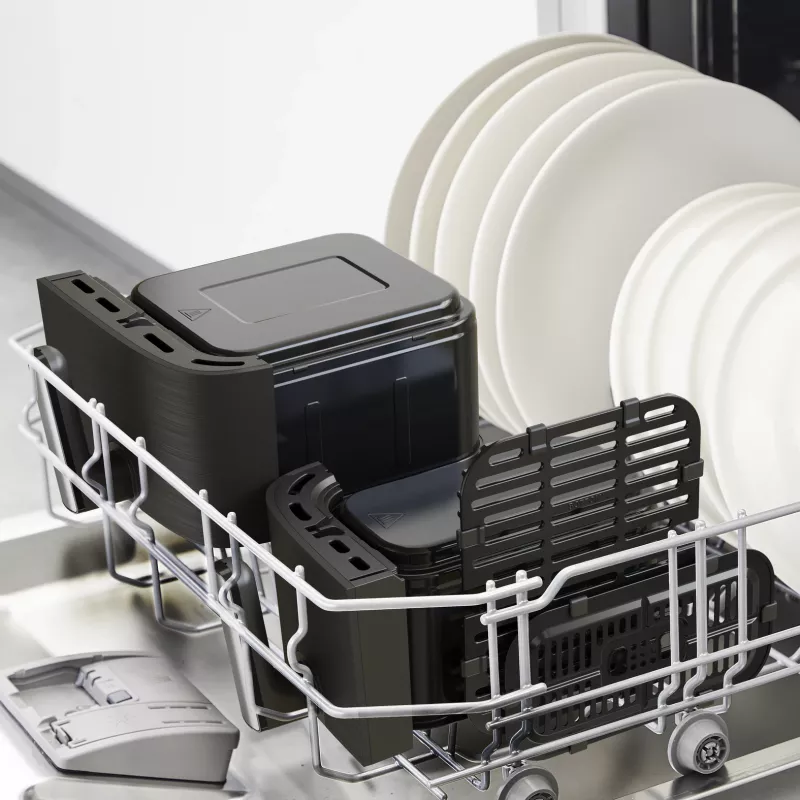 Tefal Dual Easy Fry & Grill EY905B Podwójna wolnostojąca frytkownica beztłuszczowa 8,3 l 2700 W szara
