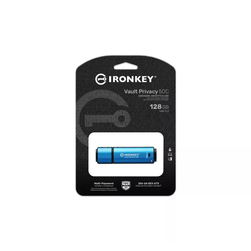 Kingston Technology IronKey 128 GB USB-C Vault Privacy 50C AES-256 szyfrowany, FIPS 197