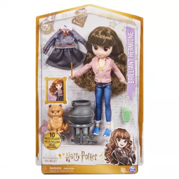Wizarding World Harry Potter, 8-calowy genialny zestaw upominkowy z lalką Hermiony Granger, 5 akcesoriów i 2 stroje, zabawki dla dzieci od 6 lat