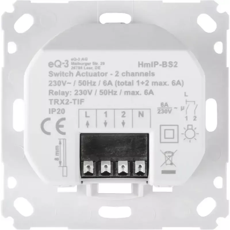 Aktor przełączający Homematic IP 156757A0 — 230 V AC, 1380 W, 868,6 MHz