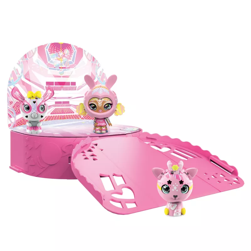 Zoobles, Dance Studio Multipack Playset i walizka do przechowywania z 3 ekskluzywnymi transformującymi się figurkami kolekcjonerskimi, zabawki dla dziewczynek w wieku od 5 lat