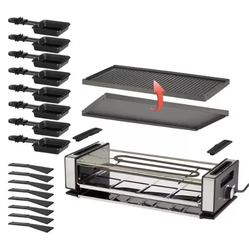 Unold 48730 raclette grill 8 osobowy 1200 W Czarny, Stal nierdzewna