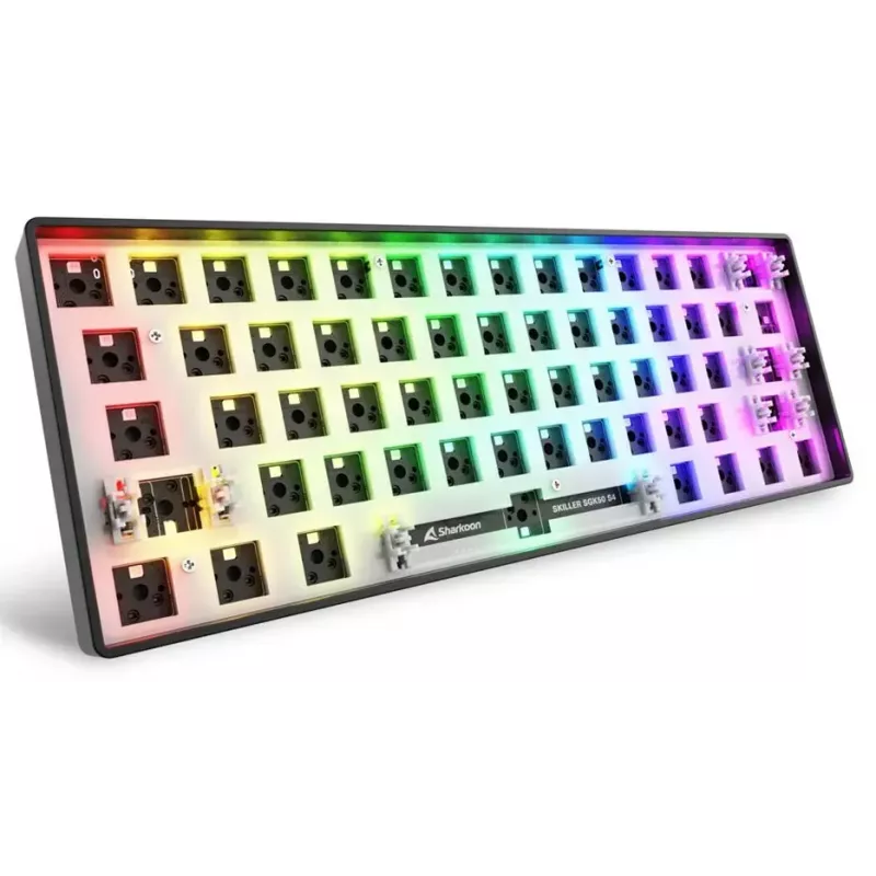 Kompaktowa klawiatura mechaniczna 60% Sharkoon SKILLER SGK50 S4 — Przewodowa USB, układ QWERTY niemiecki, podświetlenie RGB, kabel 1,5 m, czarna