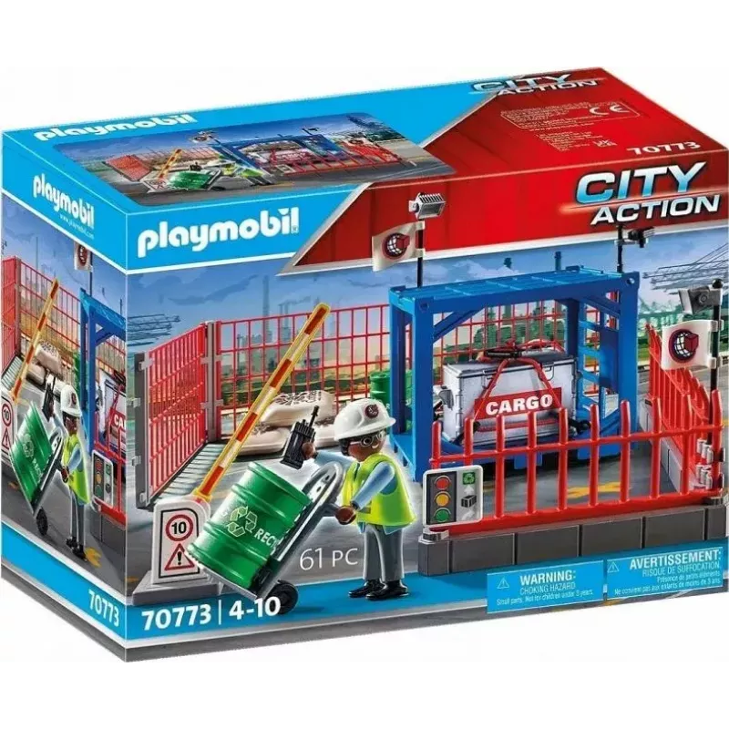 Zestaw magazynu towarowego Playmobil PLAYMOBIL 70773 z rampą załadunkową i wózkiem widłowym