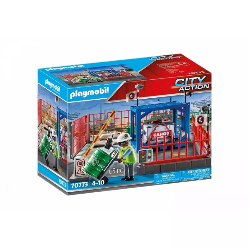 Zestaw magazynu towarowego Playmobil PLAYMOBIL 70773 z rampą załadunkową i wózkiem widłowym