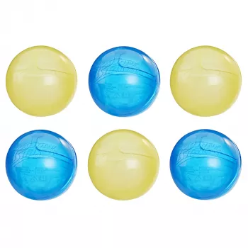 Balony wodne HASBRO Nerf Super Soaker Hydro Balls — wbudowany zbiornik na wodę, 6 szt., plastik, niebieski/żółty, wiek 6+