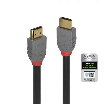 Lindy 2m Ultra High Speed HDMI kabel, Anthra Line, 2 m, HDMI Type A (Standard), HDMI Type A (Standard), 3D, 48 Gbit/s, Czarny