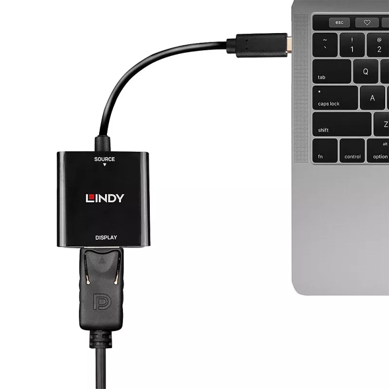 Lindy Konwerter USB typu C na DisplayPort 4K144, USB typu C, wyjście DisplayPort, 3840 x 2160 pikseli