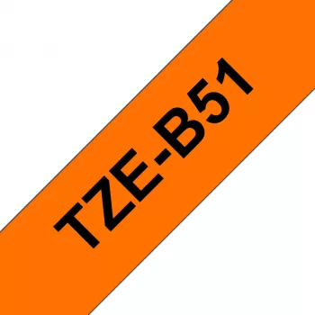 Taśma laminowana Brother, Czarny na fluorescencyjnym pomarańczowym, TZe, Szary, Termotransferowa, Chiny, 5 lat